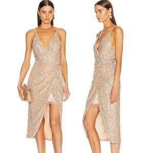 Jonathan Simkhai Gold Sequin Wrap Effect Dress, Sz SM, NWT, Valentine's Day!